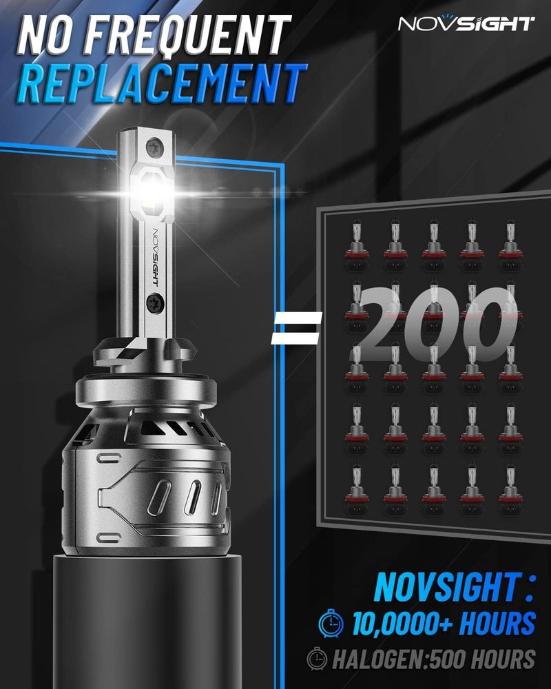 NOVSIGHT 880 لمبات ضباب LED - 6500K أبيض 60W 13000LM ساطع 899 885 893 لمبات ضباب LED، توصيل وتشغيل، استبدال لمبات ضباب سريعة التبريد، IP68 مقاومة للماء، عبوة من 2 - Image 4